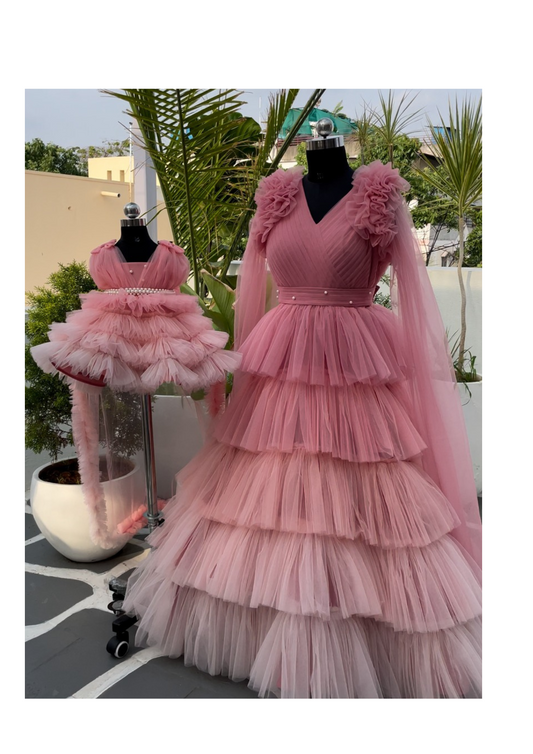 Peach Ruffle Mom Daughter Duo