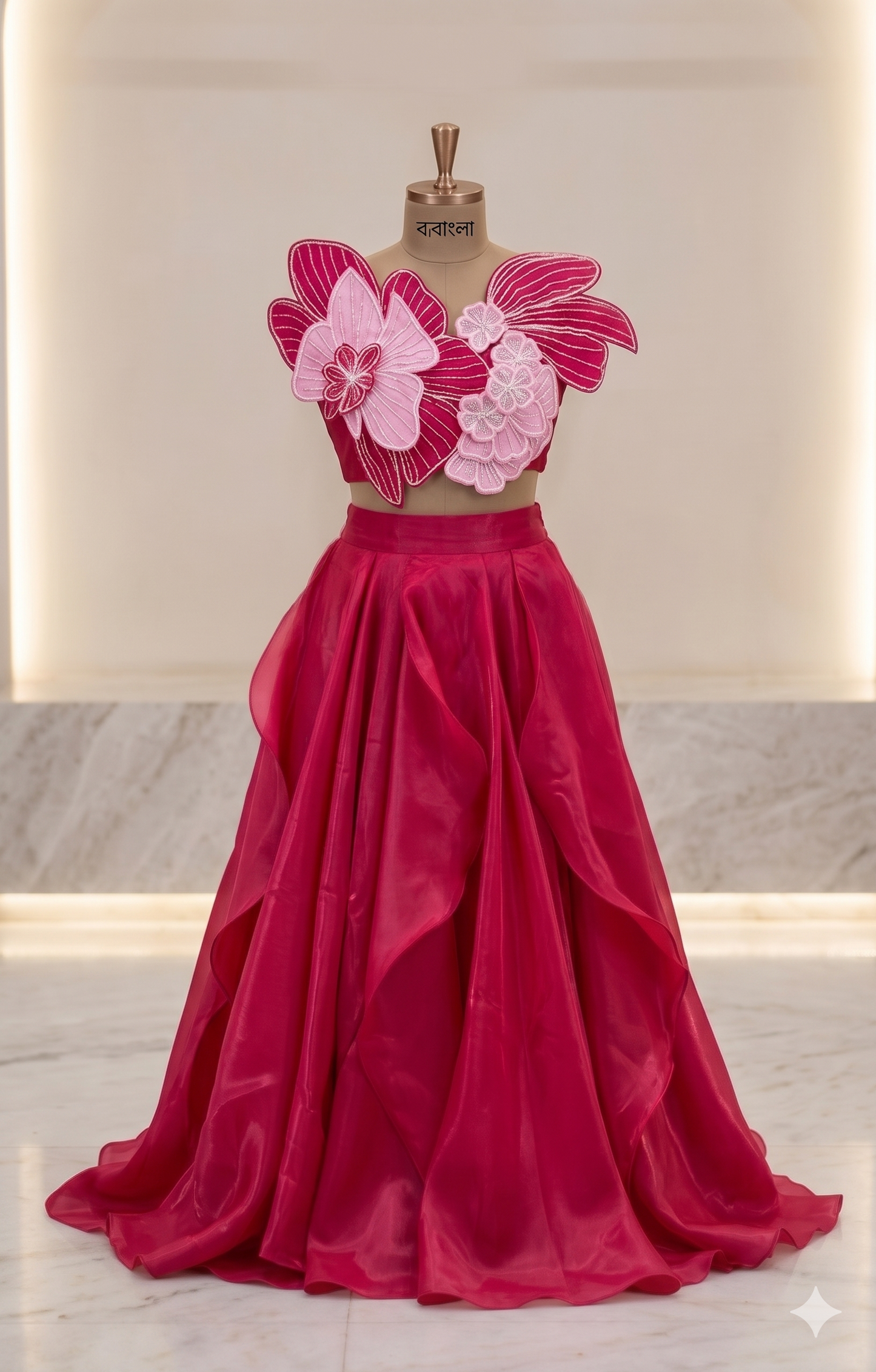 Hot Pink Sanjh Lehenga