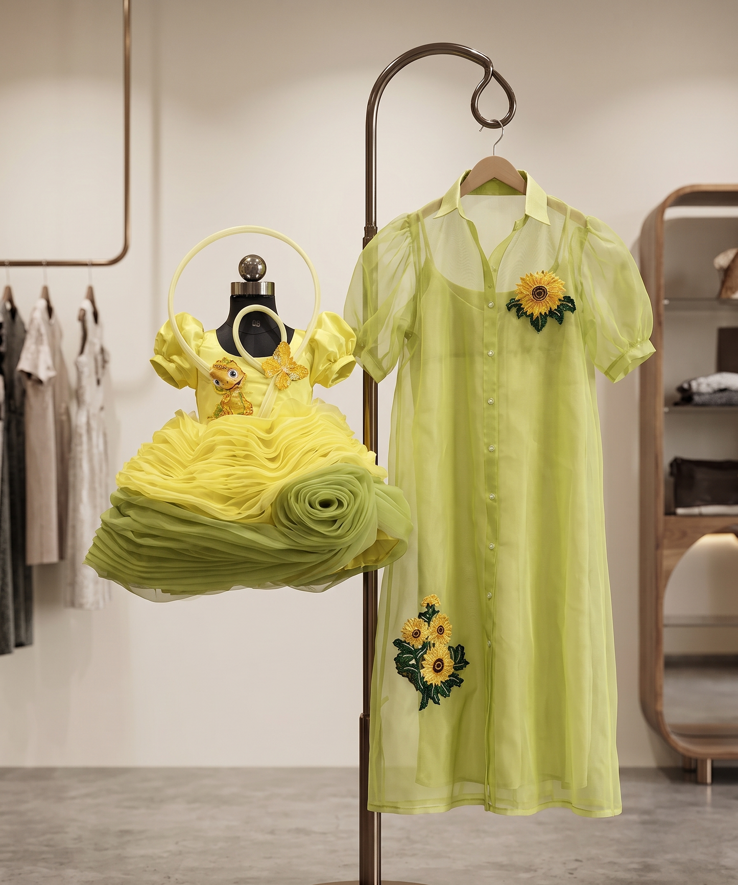 Dinosaur Alora and Sunflower Dress
