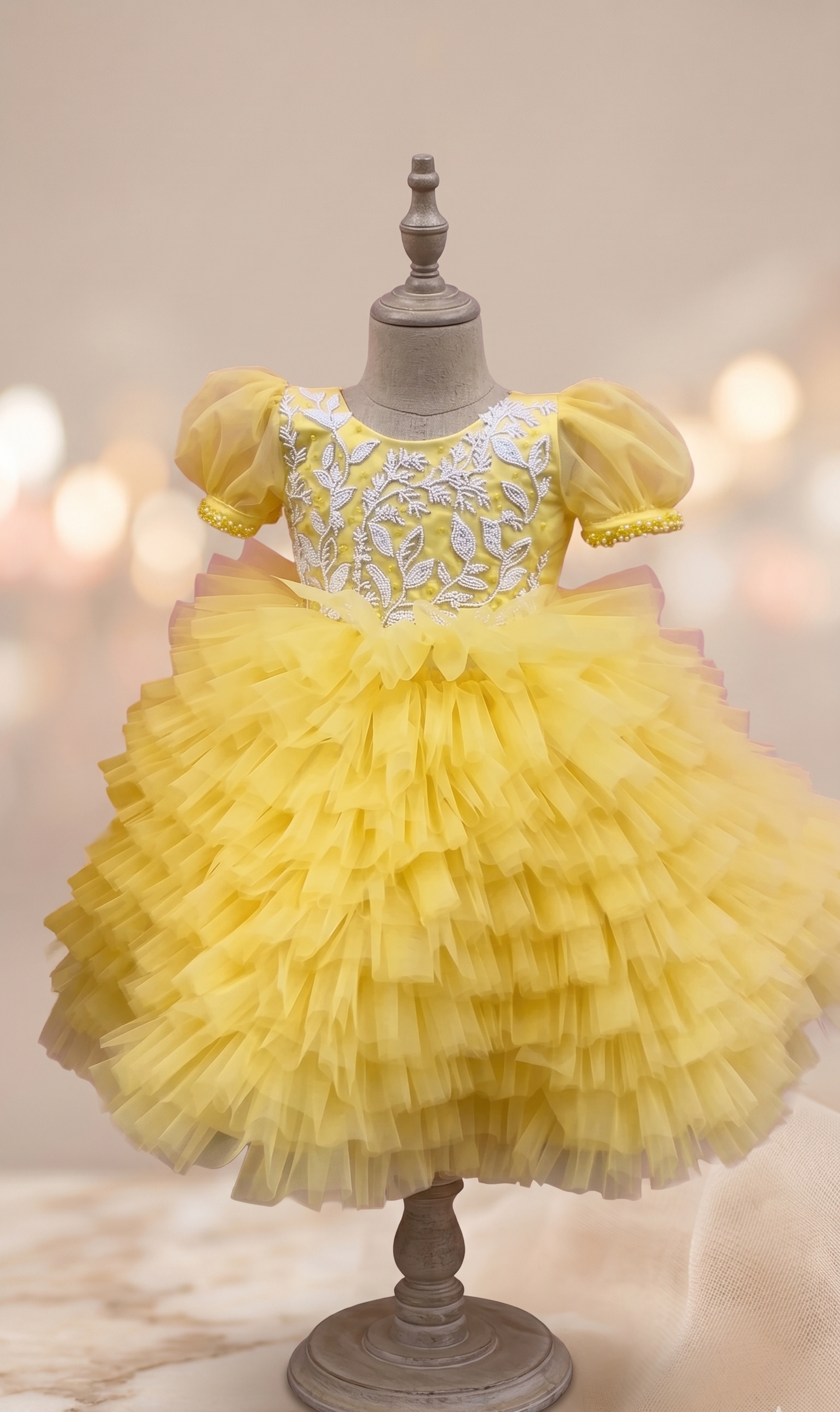 Yellow Flora Embroidered Ruffled