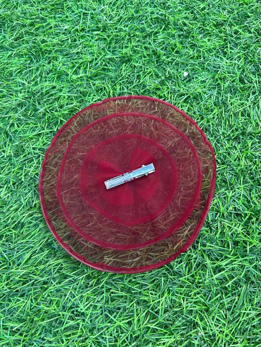 Maroon Beret Bow Clip