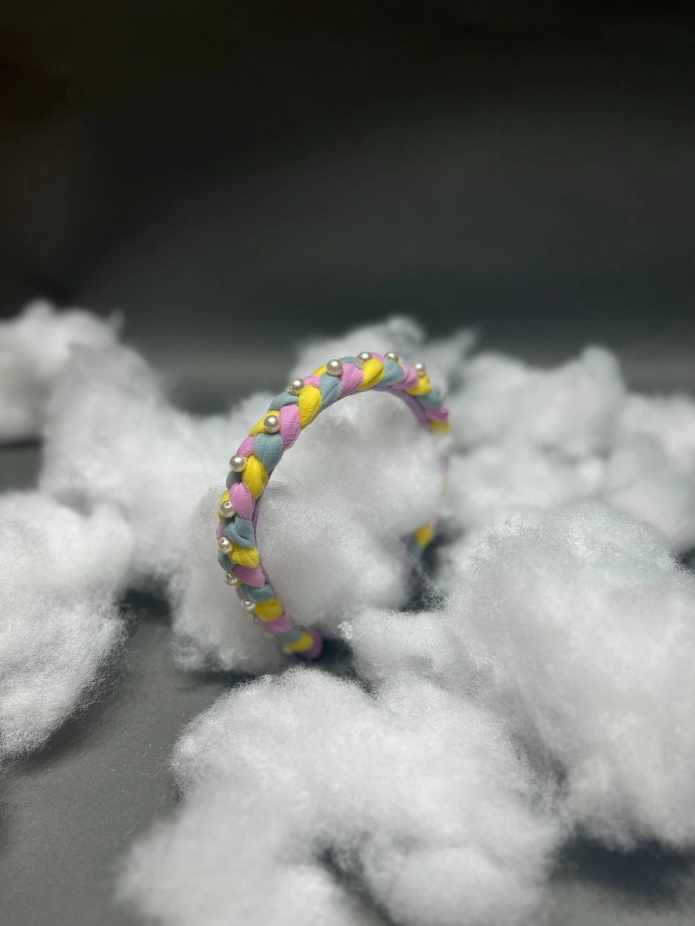 Braided Multicolor With Pearl Hair Tie Up