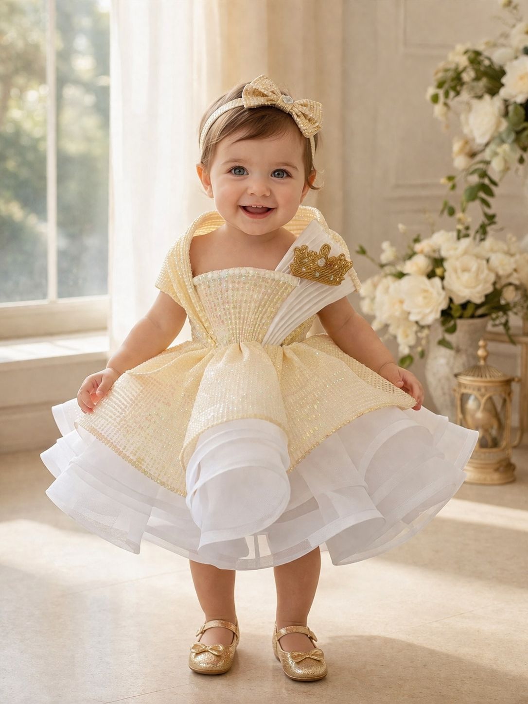 Anaysha Gown with golden crown