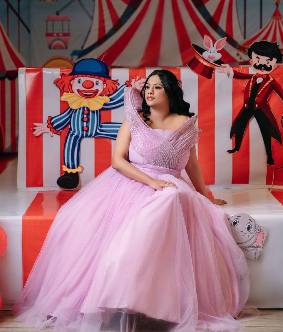 FULL LENGTH NET SKIRT WITH UNI DRAPED BLOUSE