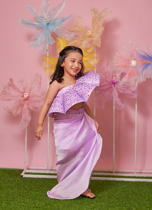 Purple One Shoulder Scallop Jude