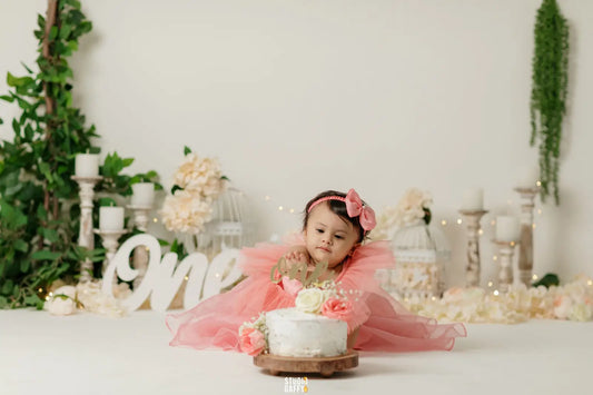 ORGANZA KNEE LENGTH DRESS WITH DETACHABLE NET FLOUNCE