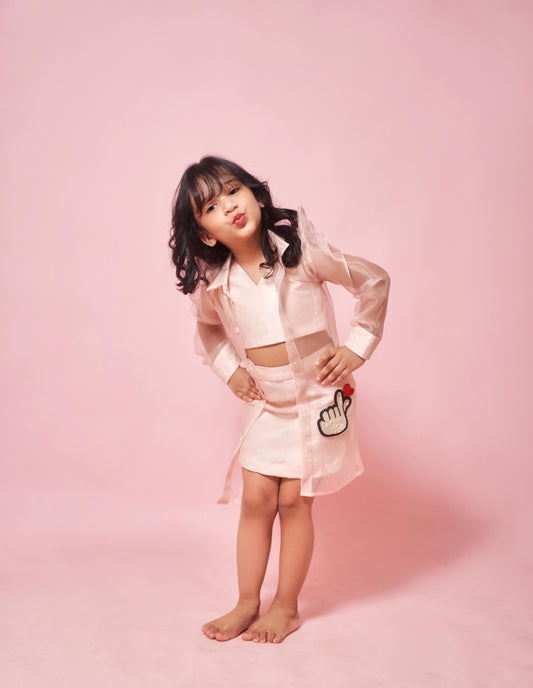 KOREAN HEART ORGANZA KNEE-LENGTH DRESS WITH TUBE AND SKIRT INNER
