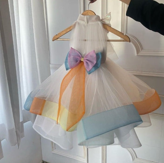 HALTER NECK DRAPED BOSSOM WITH MULTICOLOUR TAILBONE SKIRT