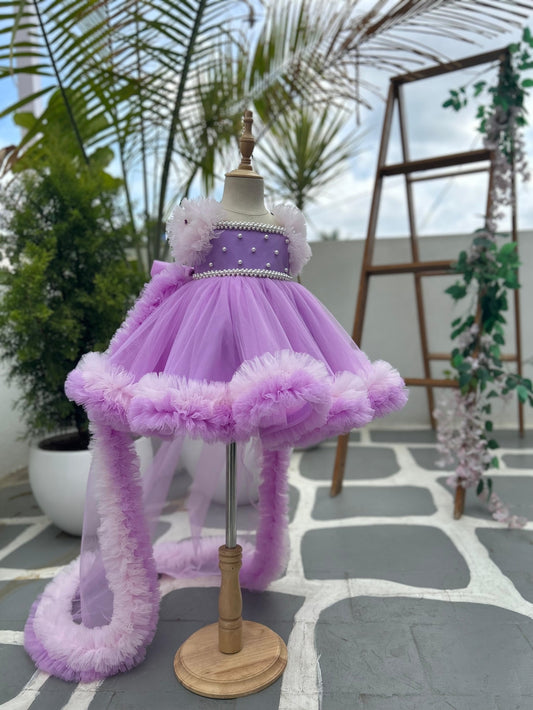 PEARL BODY WITH RUFFLE SLEEVE AND 2 RUFFLE LAYRED SKIRT