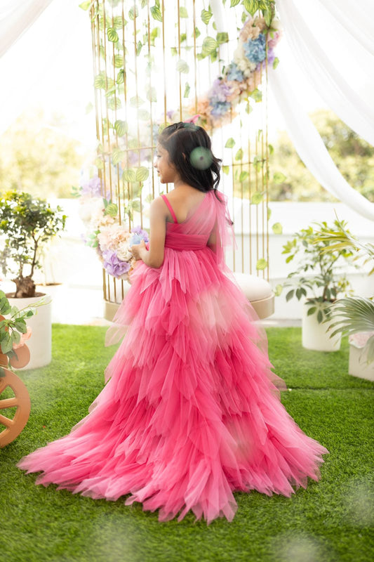PINK FLAMINGO PIECE- ONE SHOULDER HIGH-LOW PIECE WITH A DETACHABLE BELT