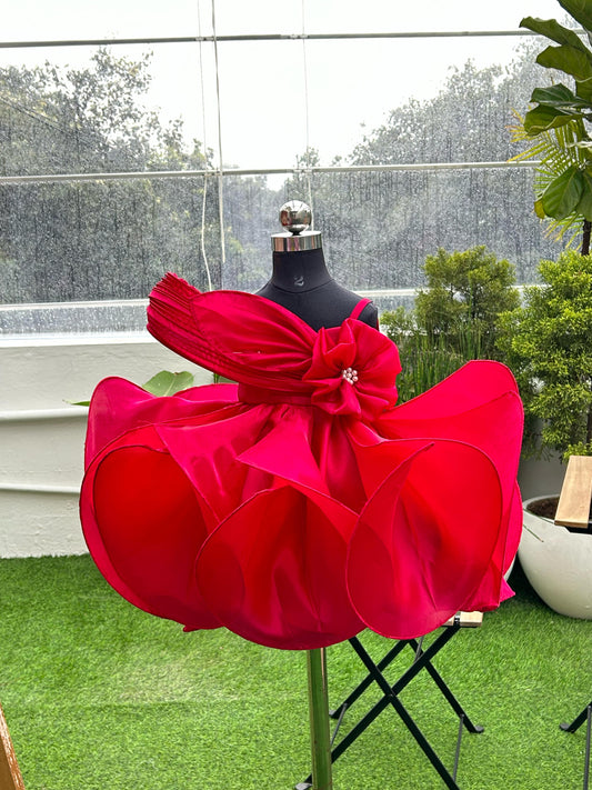 KNEE LENGTH TEAL BLUE PICO SKIRT WITH PETAL AND FLOWER