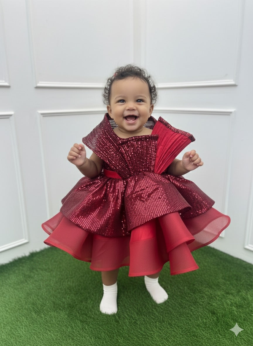 AN ORGANZA SEQUINS PEPLUM SKIRT WITH RING TOP