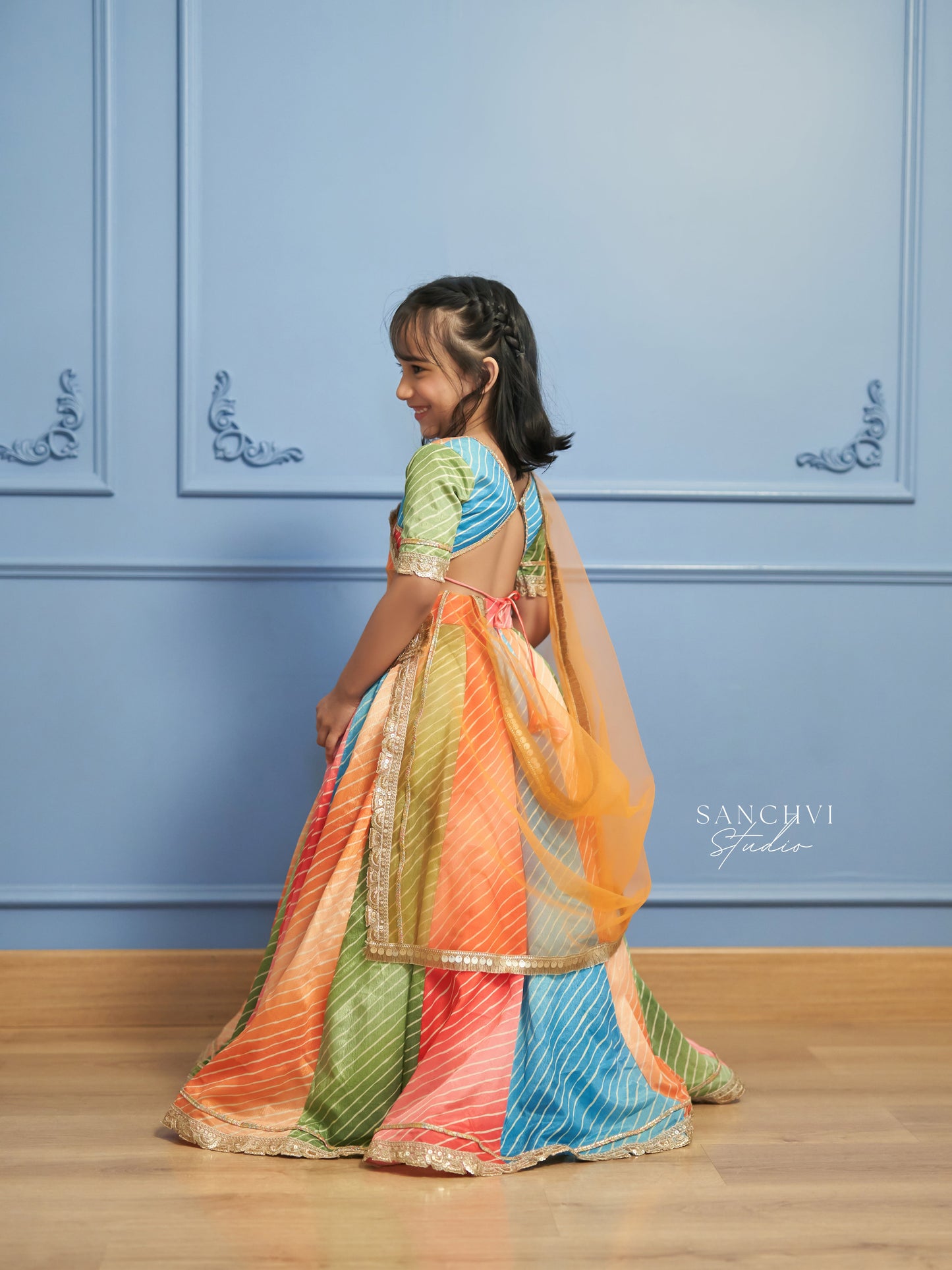 Traditional Bandhani Lehenga with Net Dupatta