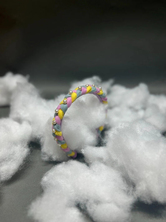 Braided Multicolor With Pearl Hair Tie Up