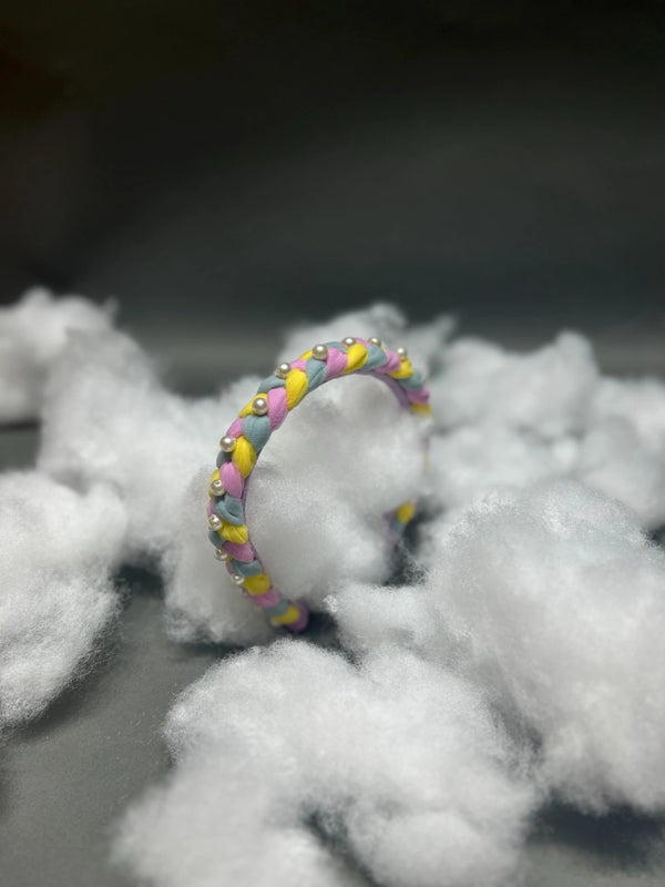 Braided Multicolor With Pearl Hair Tie Up