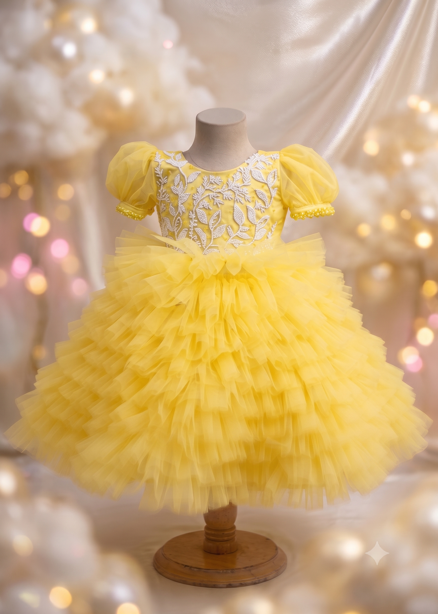 Yellow Flora Embroidered Ruffled