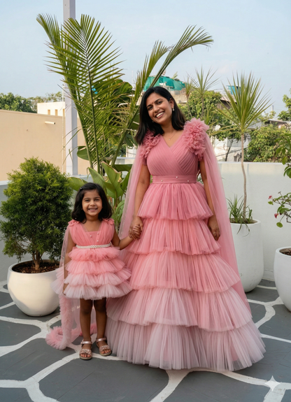 Peach Ruffle Mom Daughter Duo