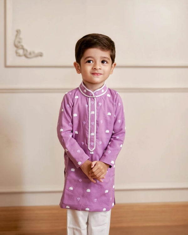Hand Embroidered Cloud Motif Kurta With Pants