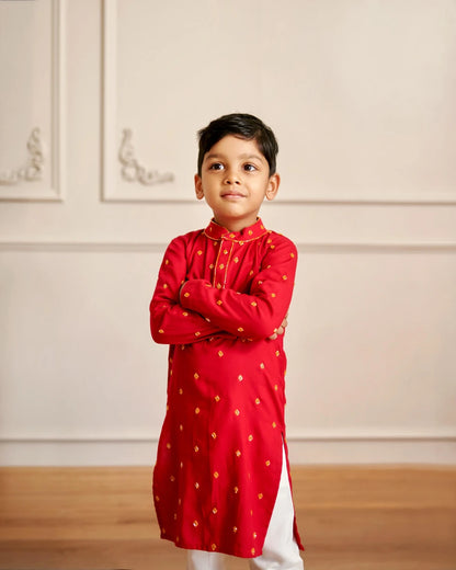 Hand Embroidered Motifs Kurta With Pants
