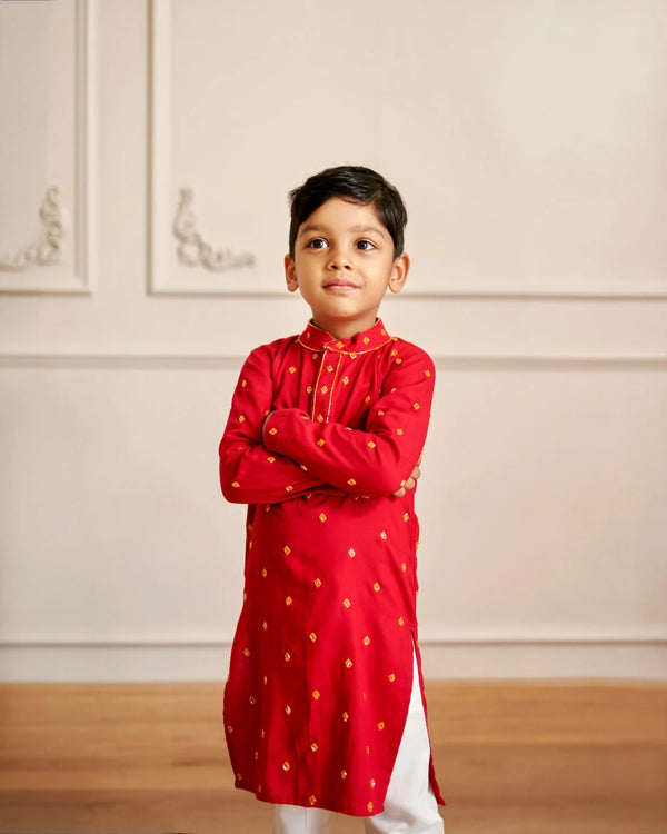 Hand Embroidered Motifs Kurta With Pants