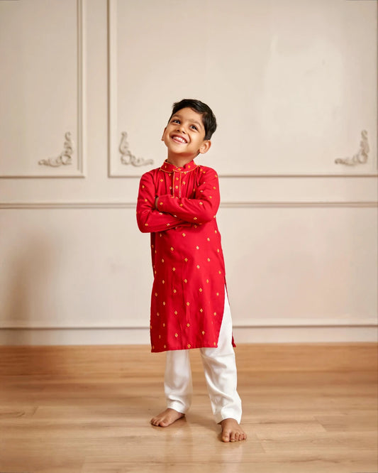 Hand Embroidered Motifs Kurta With Pants