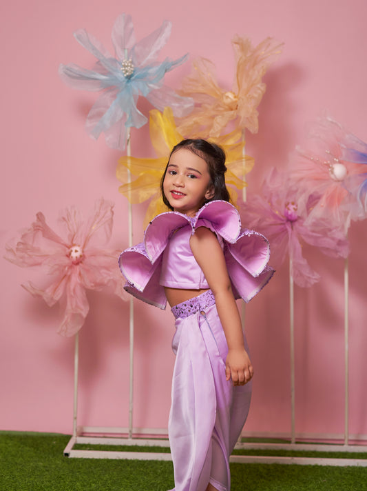 ONE SHOULDER SCALLOP WITH DRAPED SKIRT