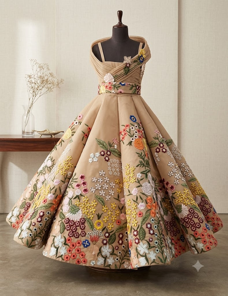 Beige Floral Scallop