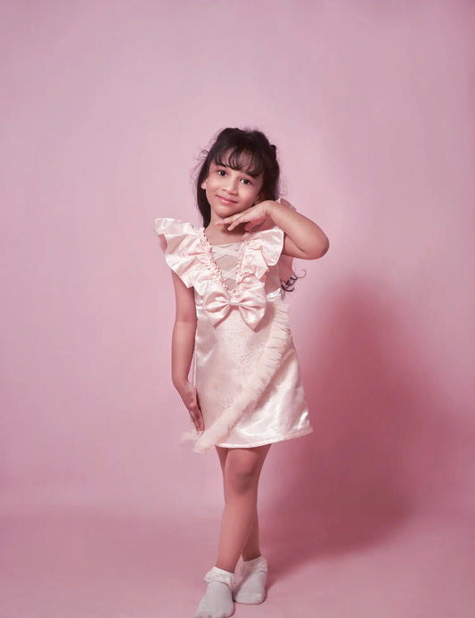 Light Peach Mettalic Dress