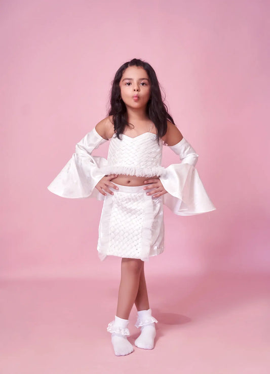 White Metallic Dress