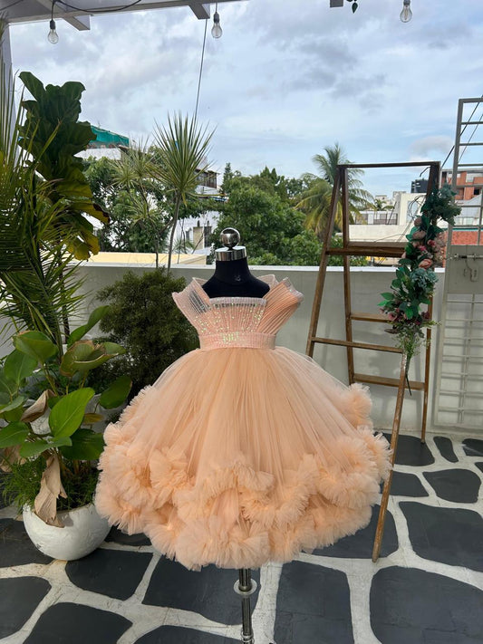 RING TOP WITH PETALS AND ASSYMNETRICAL PUFF RUFFLES