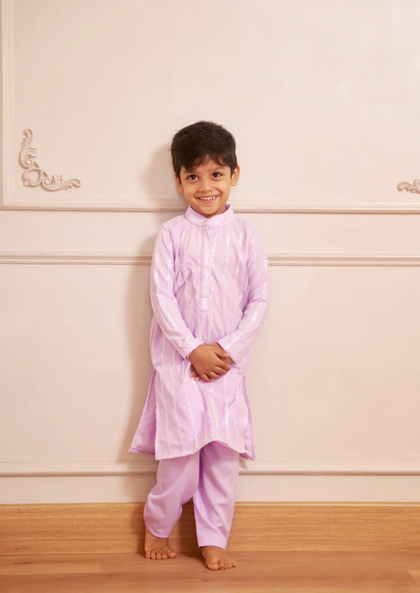 Purple Kurtha With Bottoms