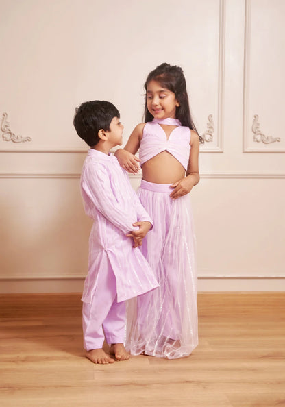 Purple Kurtha With Bottoms