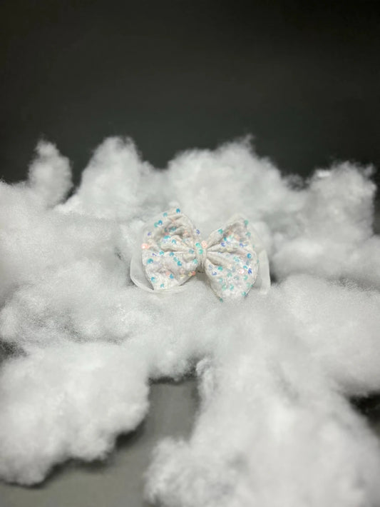 Velvet And Net Bow Clip