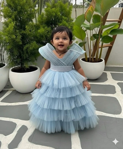 RUFFLES FULL LENGTH SKIRT WITH DRAPED BOSSOM