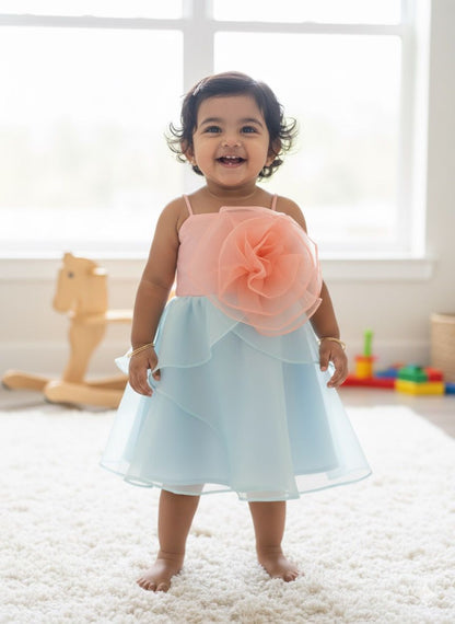 ORGANZA FLOWER BOSSOM WITH KNEE LENGTH PETAL SKIRT