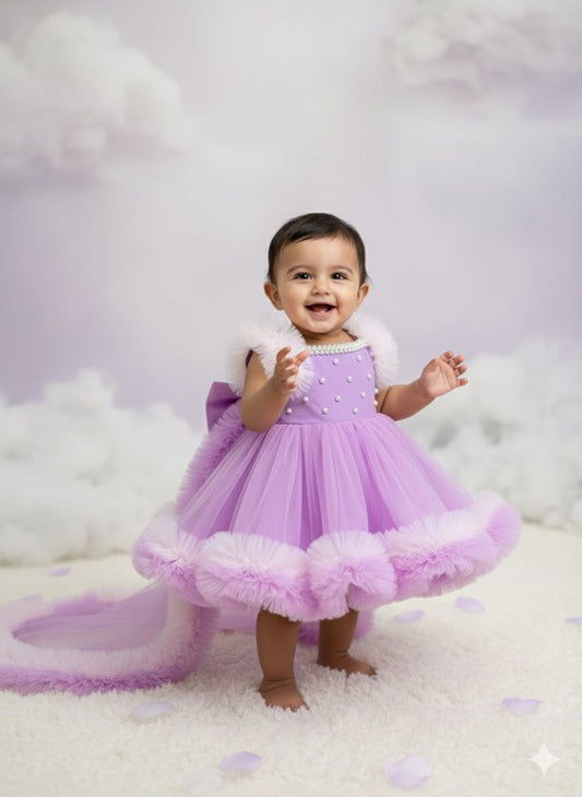 PEARL BODY WITH RUFFLE SLEEVE AND 2 RUFFLE LAYRED SKIRT