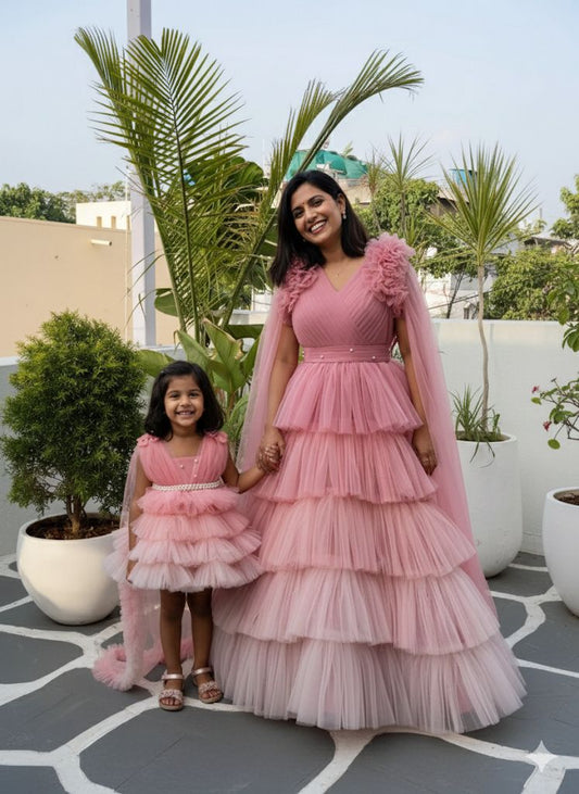 Peach Ruffle Mom Daughter Duo