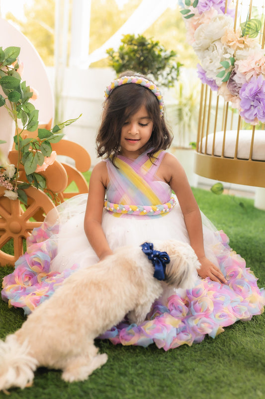 MULTICOLOUR KNEE LENGTH PIECE WITH A DETACHABLE BELT