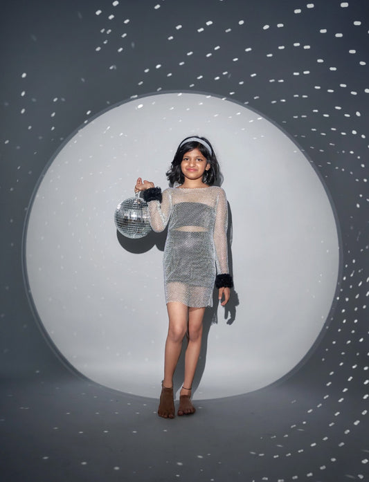 RHINESTONE DRESS WITH SATIN INNERS