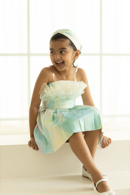 TENNIS SKIRT WITH DRAPED NET BOSSOM