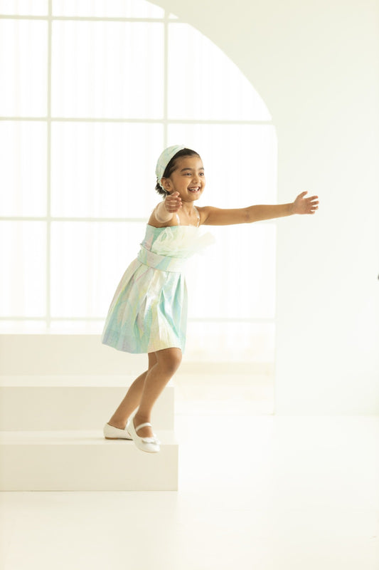 TENNIS SKIRT WITH DRAPED NET BOSSOM